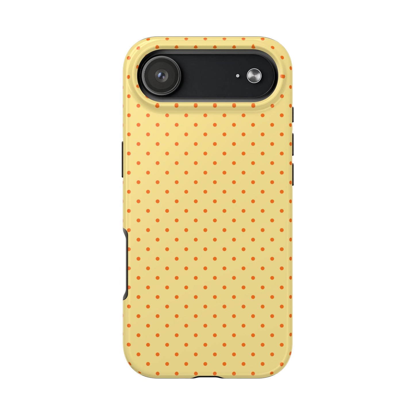 Yellow Polka Dot Tough Phone Case — Durable Protective iPhone Cover