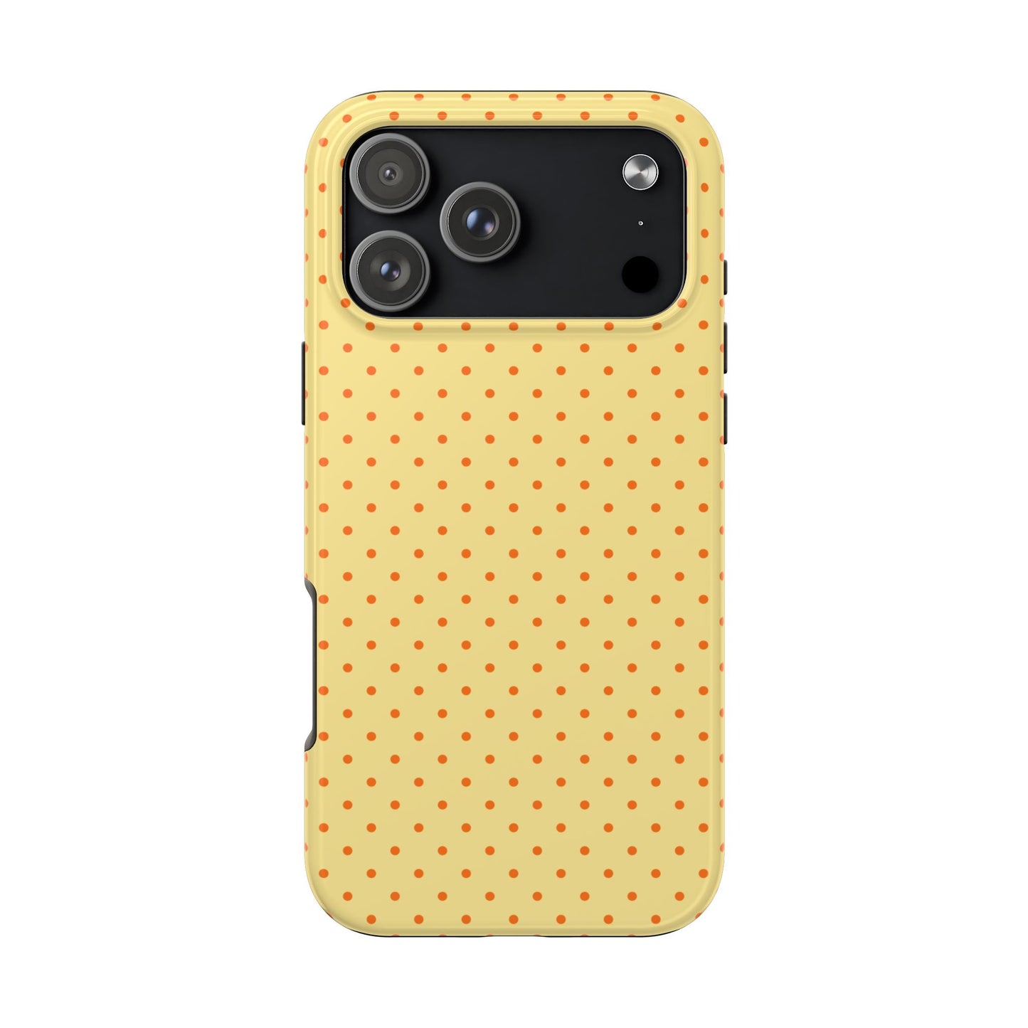 Yellow Polka Dot Tough Phone Case — Durable Protective iPhone Cover